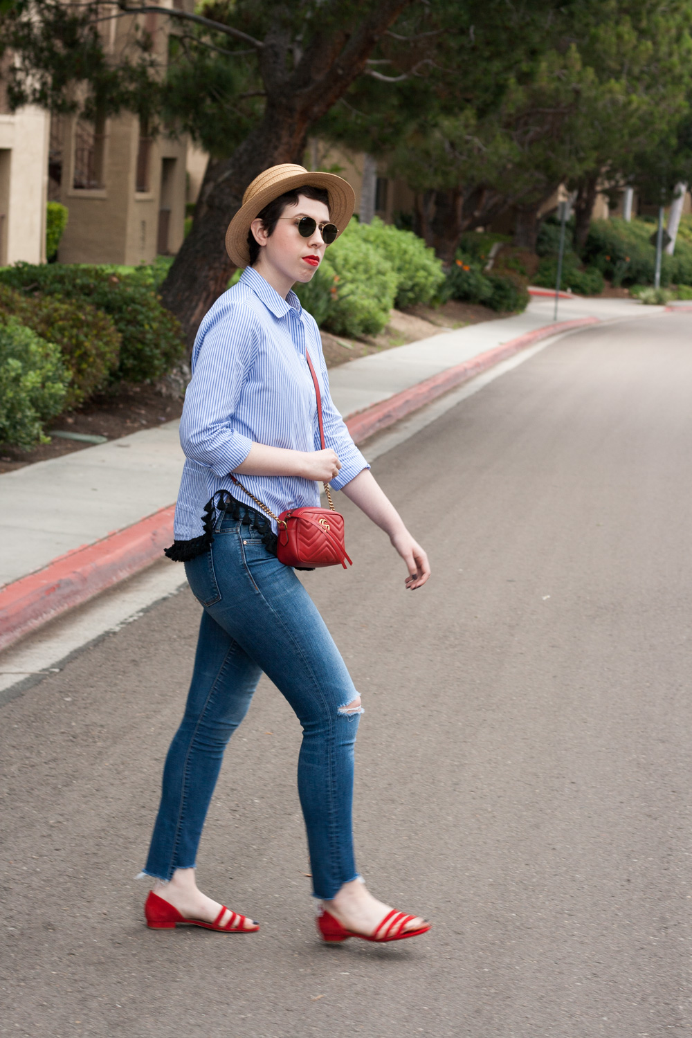 Crossing the street in Who What Wear for Target