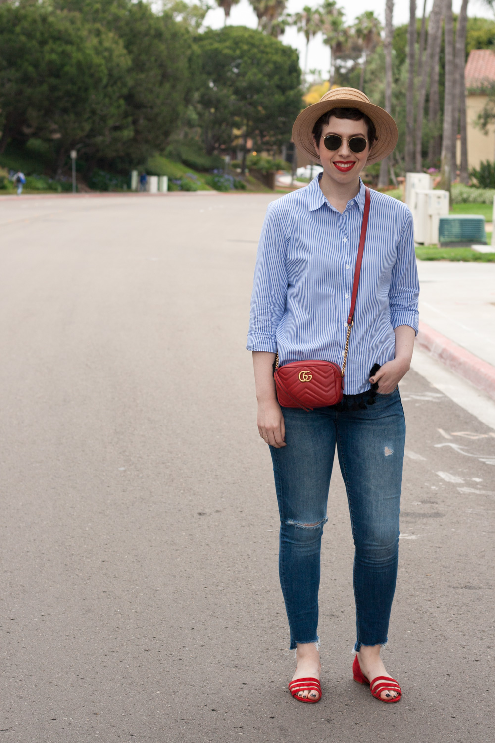 Red, white, and blue outfit